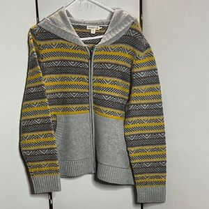 Toad&Co Gray and Yellow Knit hooded Sweater